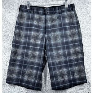Nike Golf Tour‎ Performance Dri-Fit Shorts Plaid Size 30 White/Gray/Black